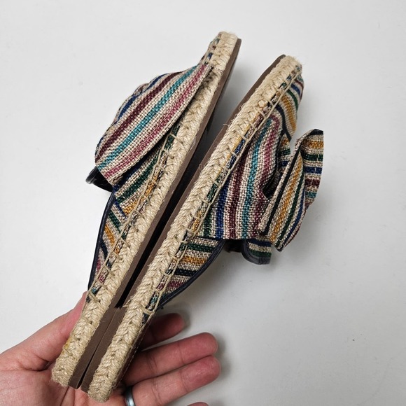 Circus Sam Edelman Lulu Rainbow Stripe Big Bow Canvas Mules 7 Taupe‎ Espadrilles - Picture 6 of 8